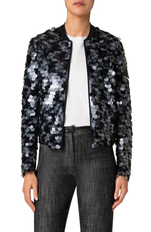Akris Punto Dot Sequined Bomber Jacket In Black