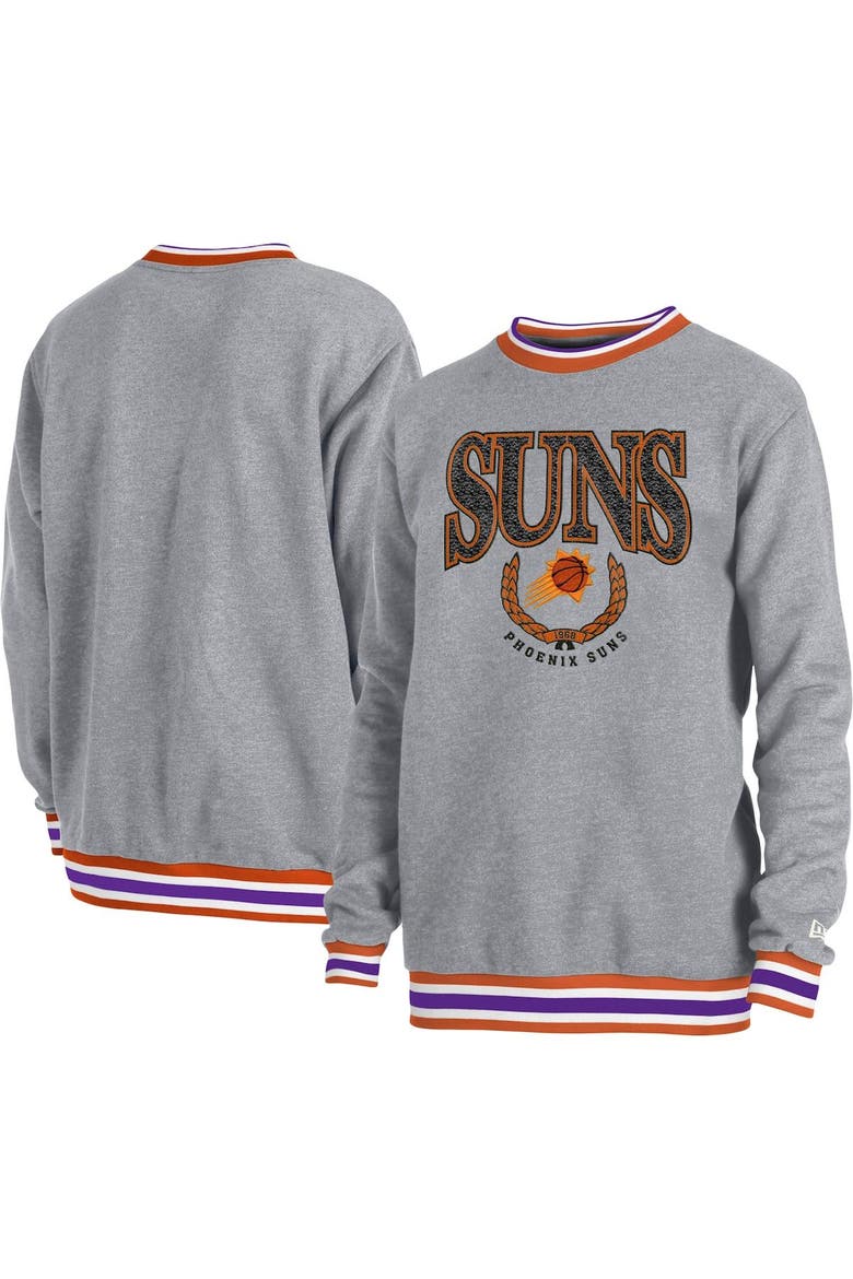 Unisex New Era Heather Gray Phoenix Suns Vintage Throwback Crew Sweatshirt, Main, color, Gray