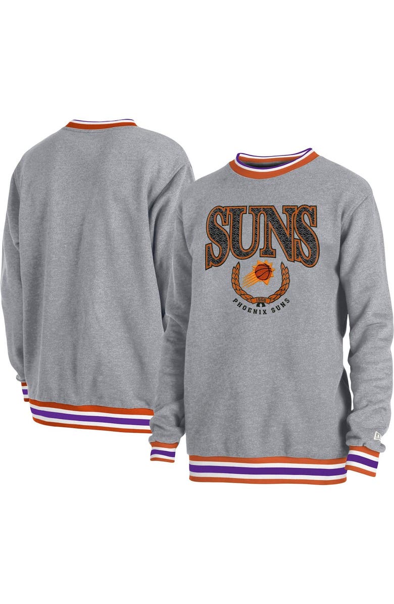 New Era Unisex New Era Heather Gray Phoenix Suns Vintage Throwback Crew Sweatshirt, Main, color, Gray
