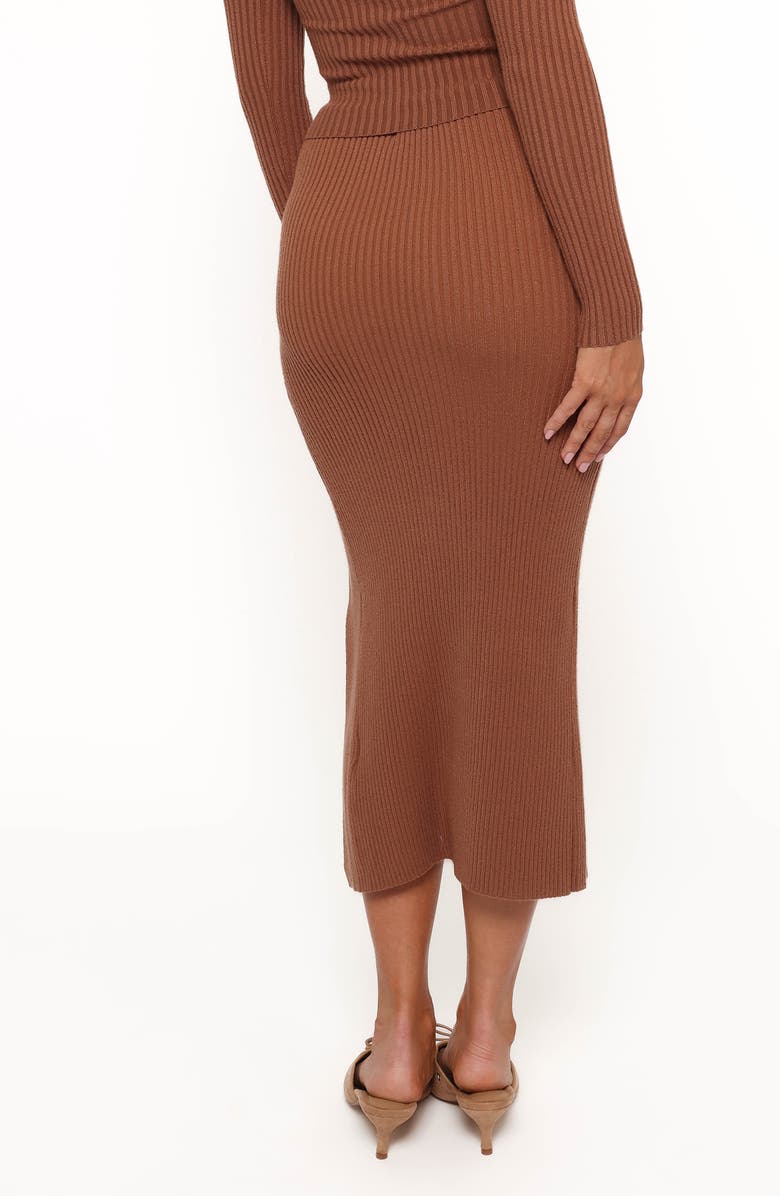 Petal & Pup Scalli Rib Midi Skirt, Alternate, color, Cognac