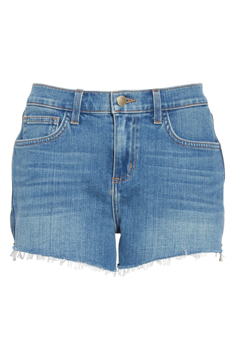 L'AGENCE High Waist Side Zip Denim Shorts, Alternate, color, 