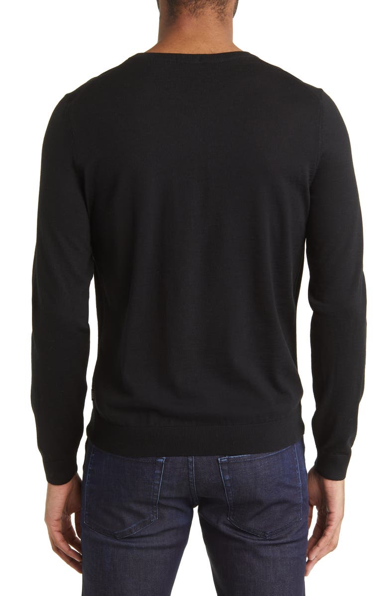 BOSS Leno Virgin Wool Crewneck Sweater, Alternate, color, Black
