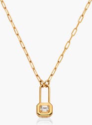 Oak & Luna Lock & Luna charm with Emerald cut Moissanite