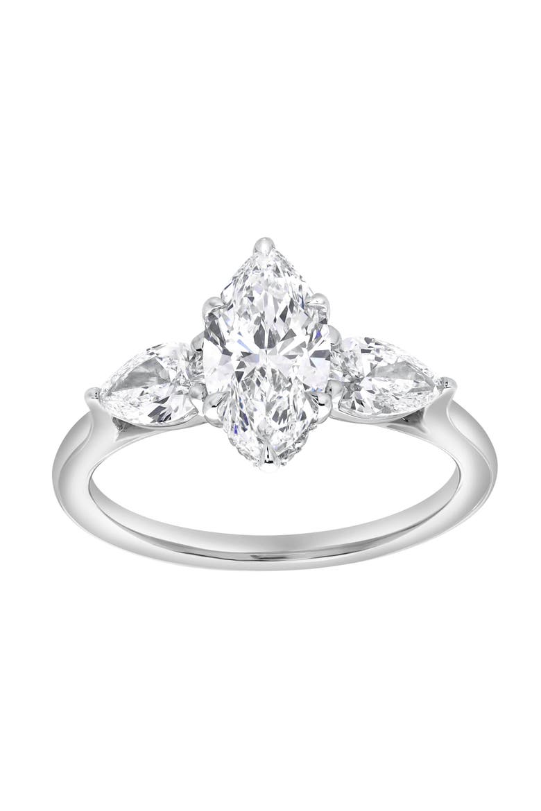 Fallon 2CT Marquise & Pear Three Stone Lab Diamond Ring 14K Gold, Main, color, 14K White Gold
