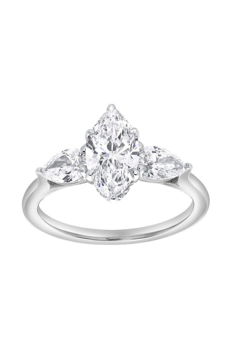 LuvMyJewelry Fallon 2CT Marquise & Pear Three Stone Lab Diamond Ring 14K Gold, Main, color, 14K White Gold