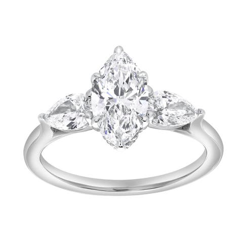 Fallon 2CT Marquise & Pear Three Stone Lab Diamond Ring 14K Gold