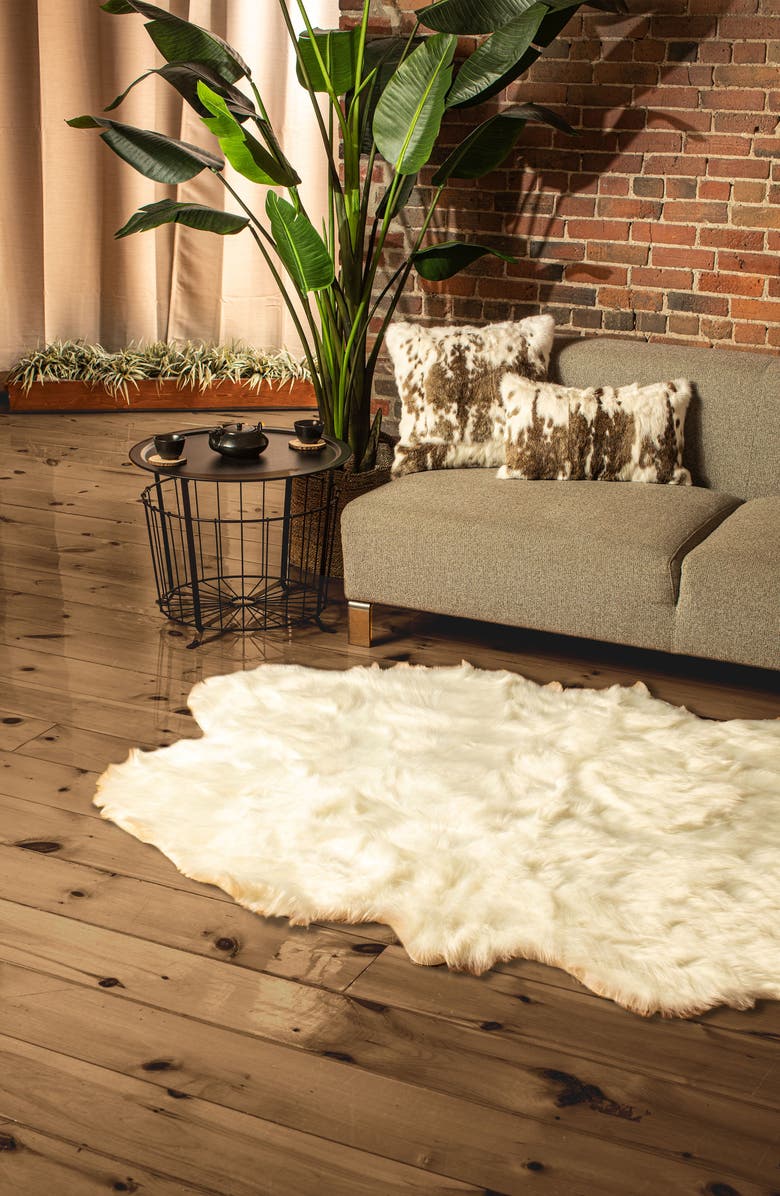 LUXE Gordon Faux Fur Throw - Off White, Alternate, color, Off White