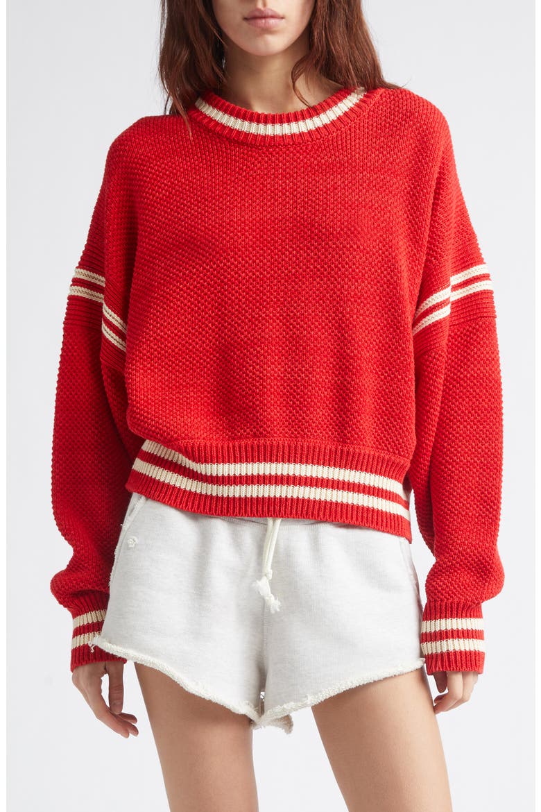 Journey Boxy Crewneck Sweater, Main, color, TOMATO RED
