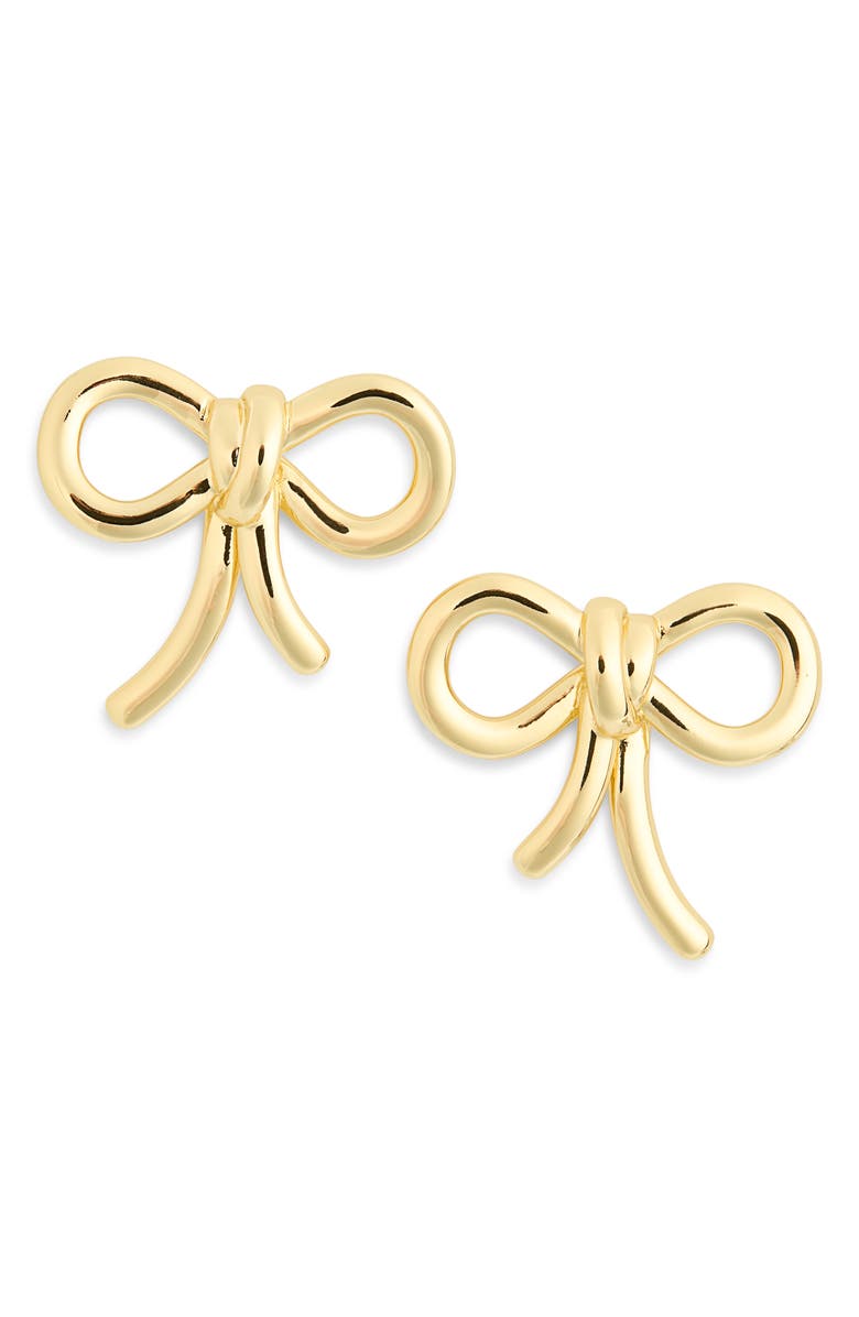 Madewell Large Bow Stud Earrings, Main, color, Pale Gold