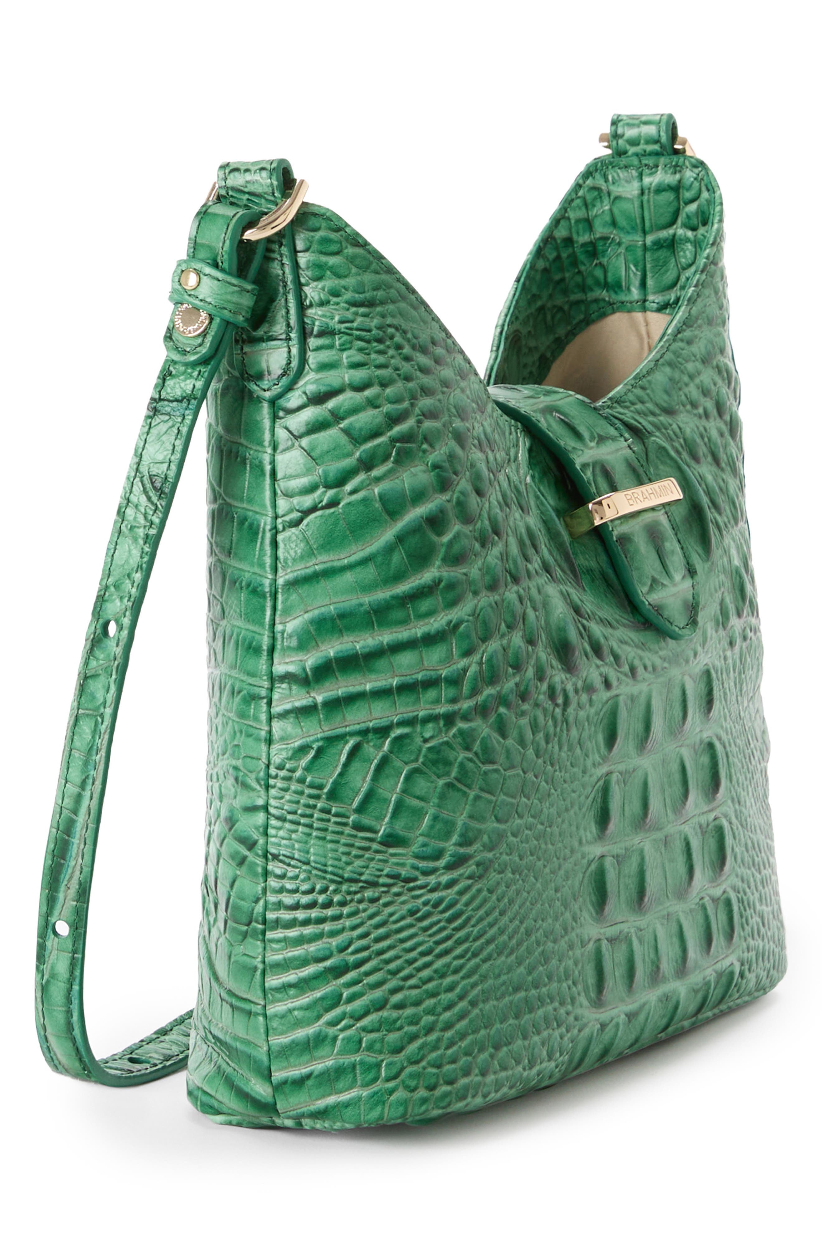 Brahmin Small Gwynne Croc Embossed Leather Crossbody Bag, Alternate, color, Palm