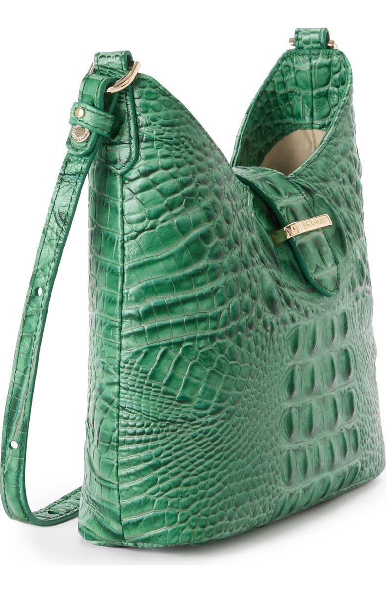 Brahmin Small Gwynne Croc Embossed Leather Crossbody Bag, Alternate, color, Palm