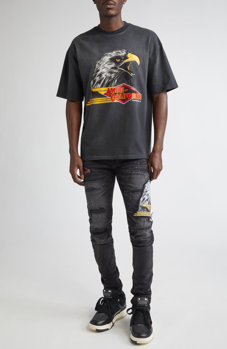 AMIRI Eagle Oversize Graphic T-Shirt, Alternate, color, Black