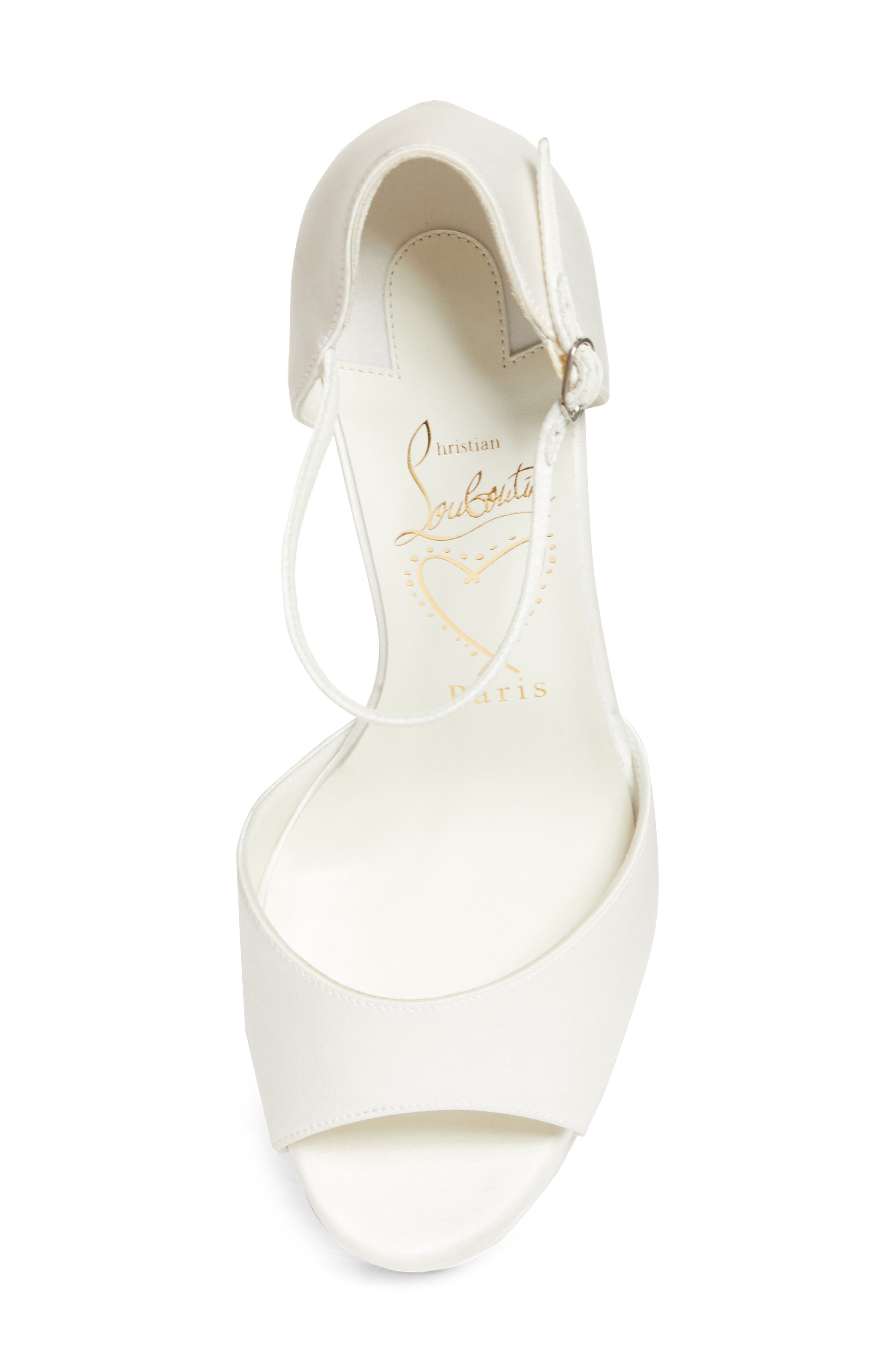 Christian Louboutin Sandaloo Silk Satin Platform Sandal, Alternate, color, W446 Ivory/Lin Snow