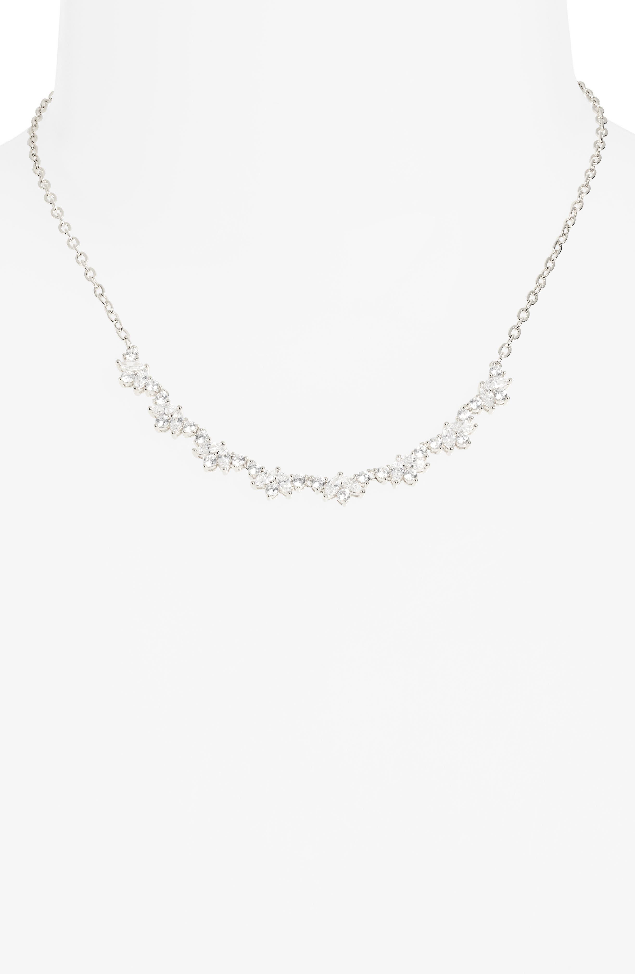 Nordstrom Cubic Zirconia Curved Cluster Pendant Necklace (Women ...