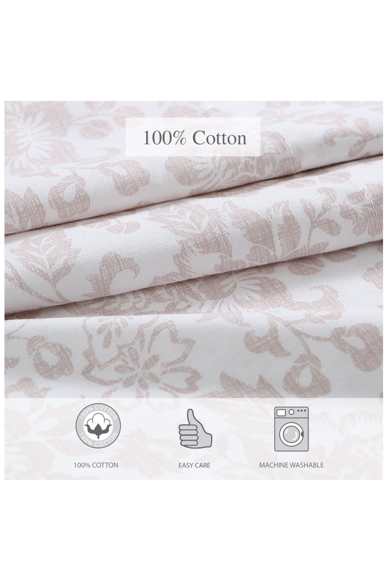 Mae 200 Thread Count Cotton Percale Sheet Set, Alternate, color, LT-PASTEL PINK