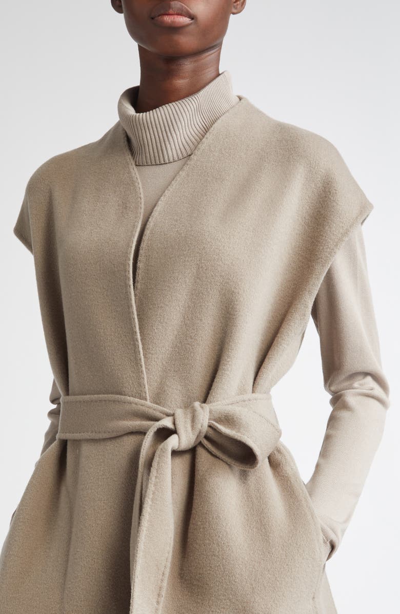 Lafayette 148 New York Belted Double Face Wool & Cashmere Open Front Vest, Alternate, color, Hickory