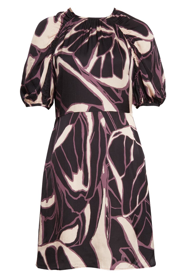 Gilliaa Abstract Floral Fit & Flare Dress, Alternate, color, BLACK