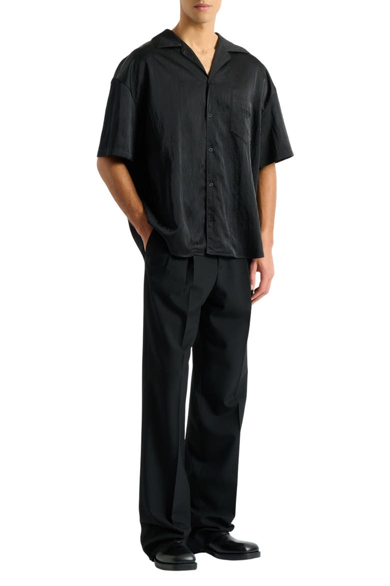 Paris shirt in textured nylon, Main, color, black