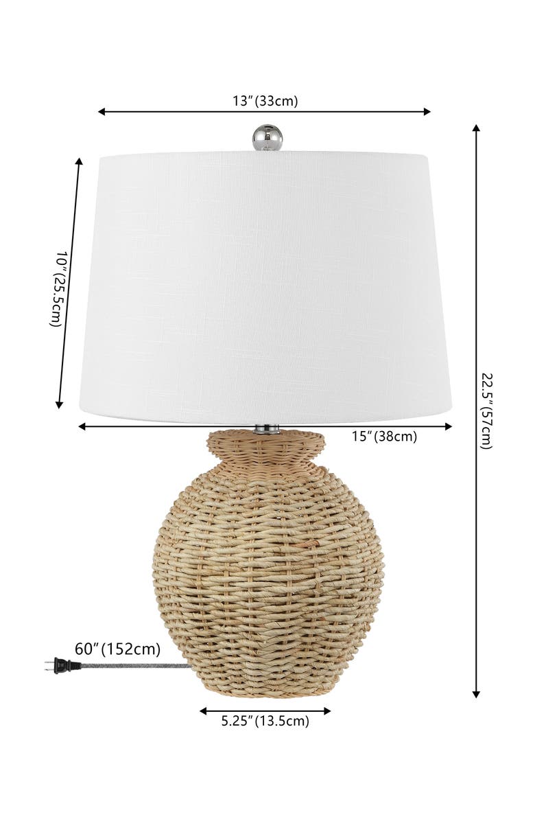 JONATHAN Y Nora 22" Rustic Coastal Rattan Globe LED Table Lamps, Brown, Alternate, color, Brown