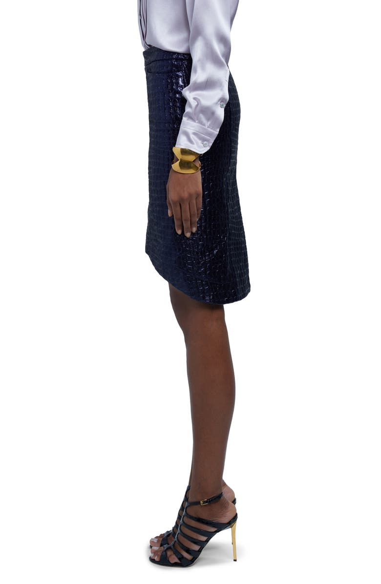 TOM FORD Metallic Croc Embossed High-Low Skirt, Alternate, color, 