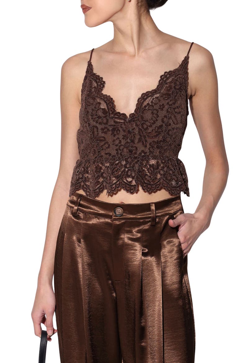 Lola Scalloped Lace Camisole, Main, color, CHOCOLATE LACE