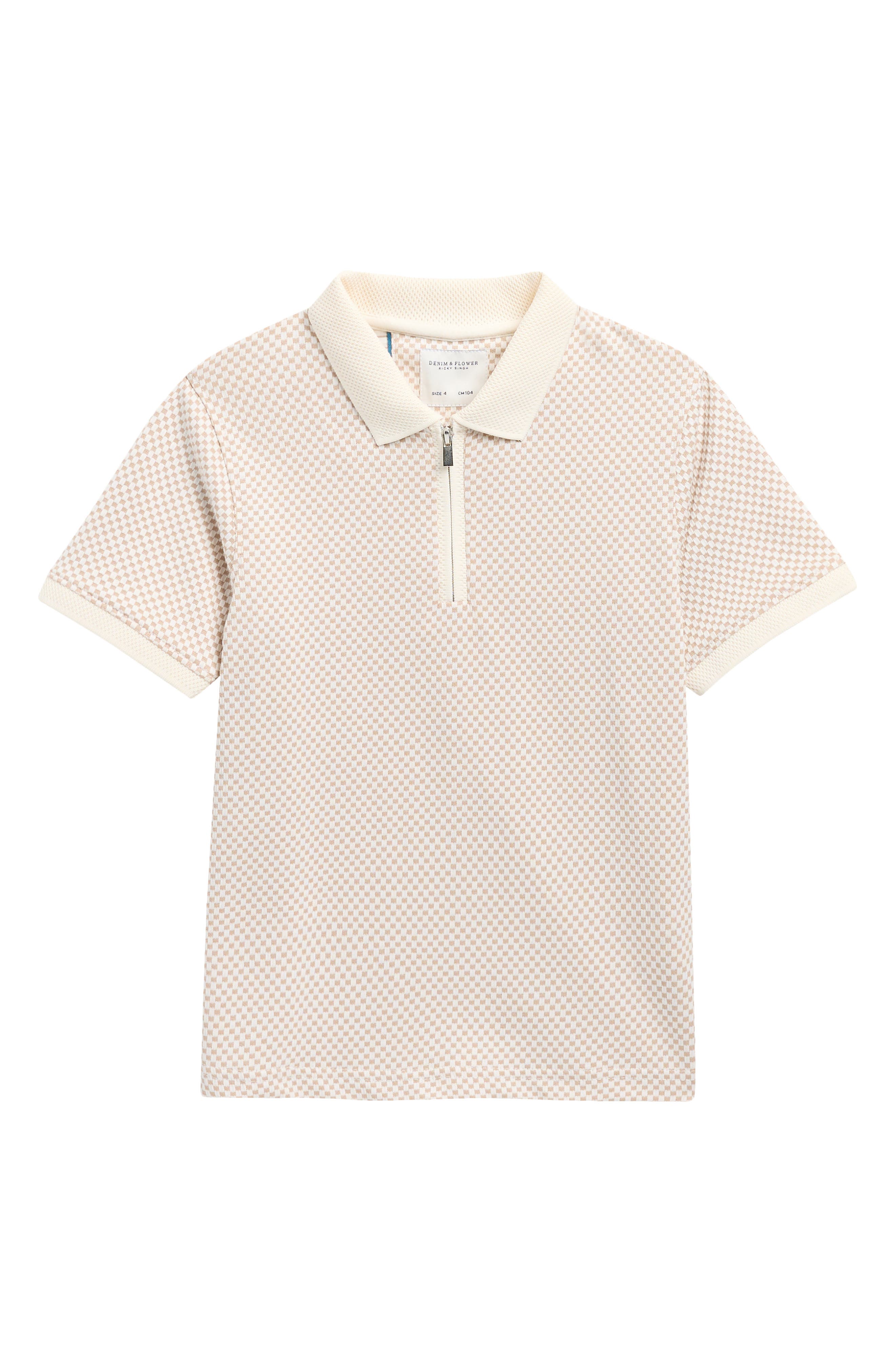 DENIM AND FLOWER Kids' Check Quarter Zip Polo