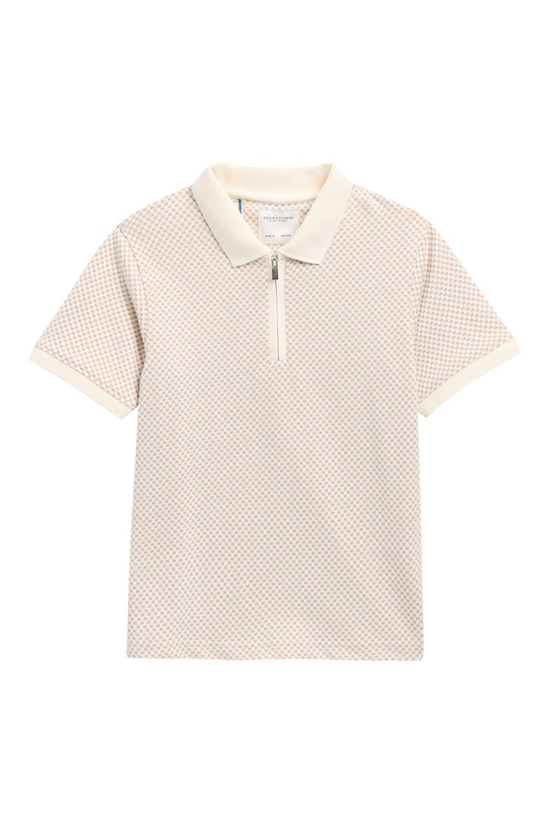 Kids' Check Quarter Zip Polo, Main, color, CREAM