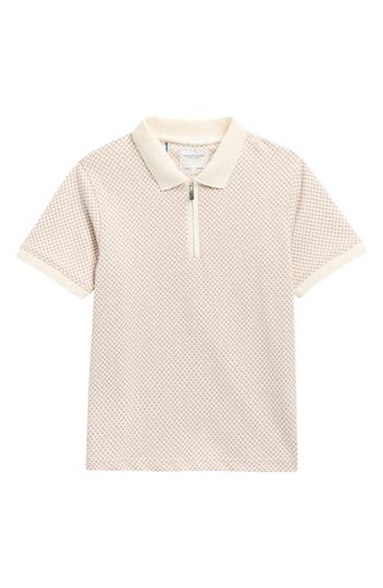 Denim And Flower Kids' Check Quarter Zip Polo In Neutral