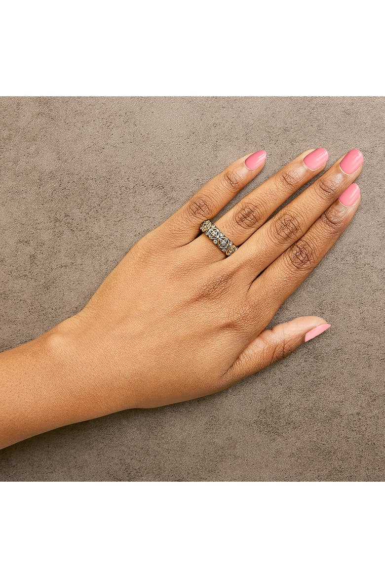 10K Yellow Gold Plated Sterling Silver 1/2 ctw Champagne Diamond Star Motif Band Ring, Alternate, color, Yellow Gold over Silver
