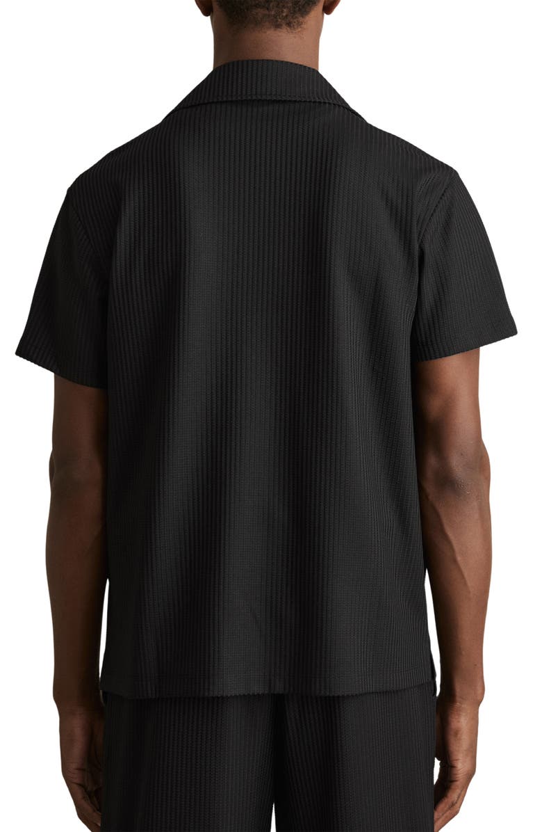 Reiss Warwick Texture Camp Shirt, Alternate, color, Black