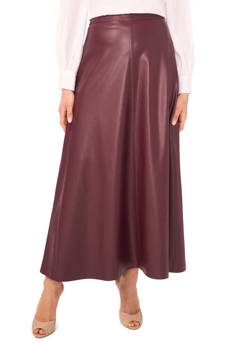 Faux Leather A-Line Skirt, Main, color, GRAPE WINE