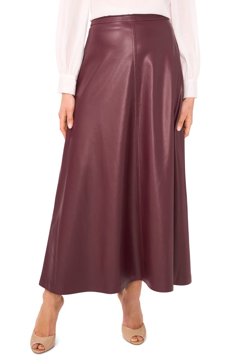Vince Camuto Faux Leather A-Line Skirt, Main, color, Grape Wine