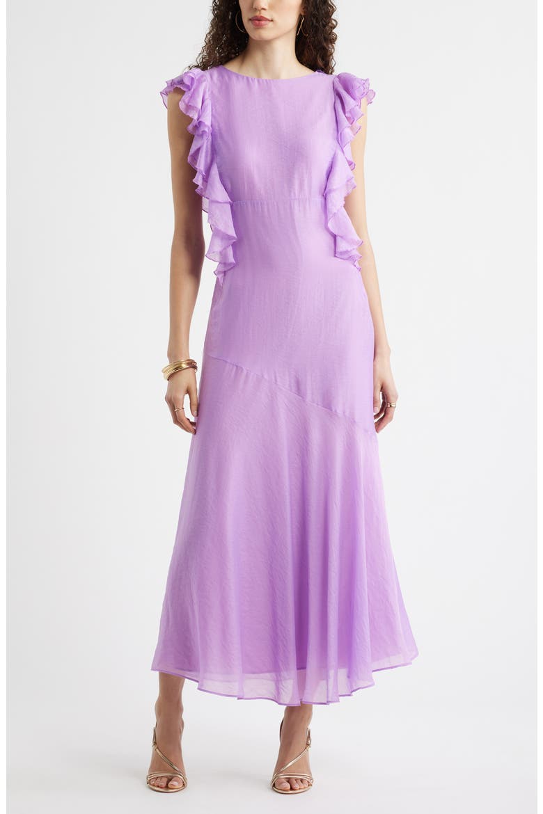 Flutter Sleeve Maxi Dress, Main, color, PURPLE SPECTRE