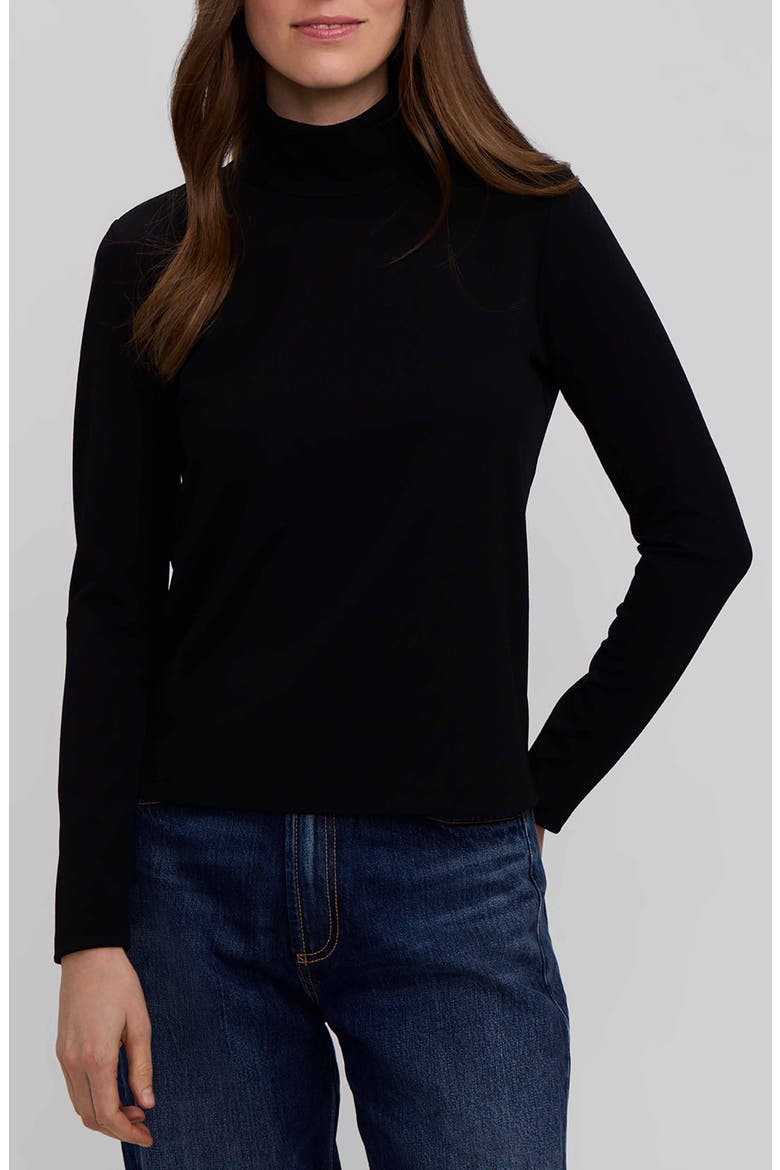 Liv Mock Neck Crepe Knit Top, Main, color, BLACK