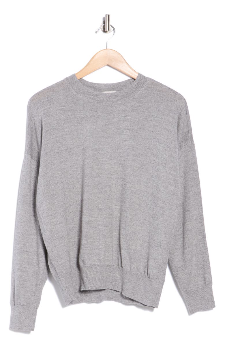 Madewell Birdie Merino Wool Pullover, Alternate, color, Grey Mouline