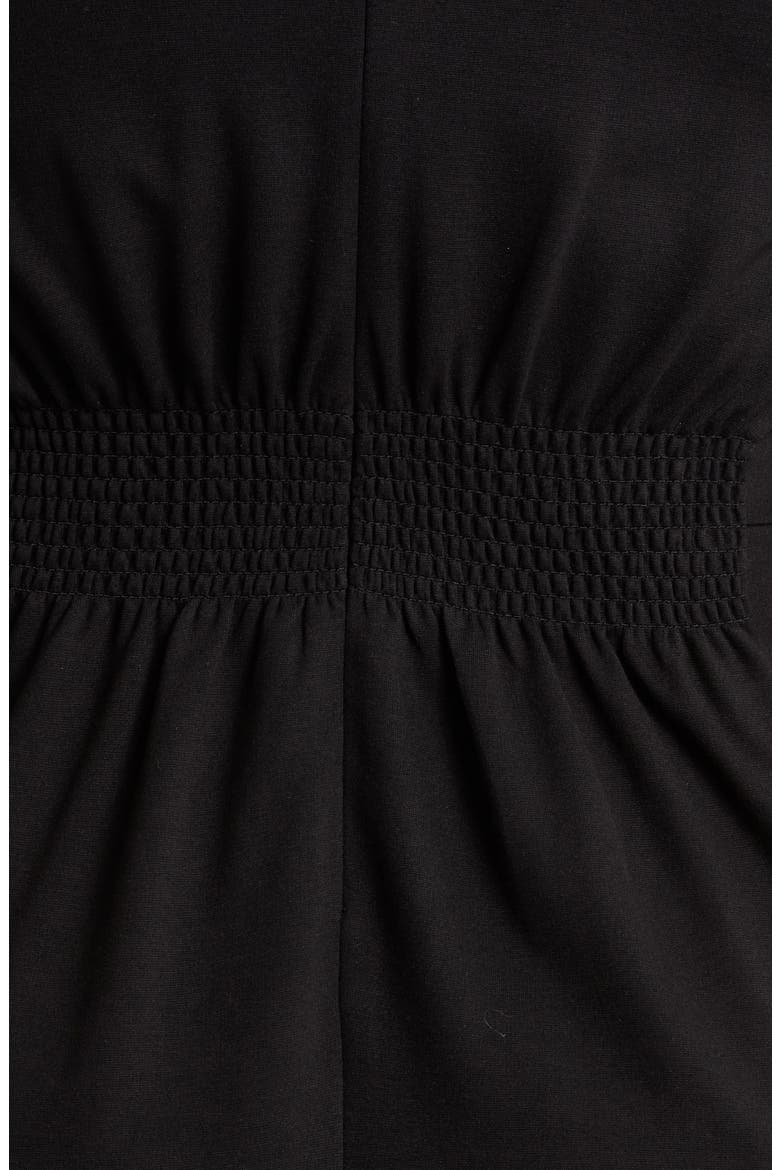 Accent Waist Long Sleeve Midi Dress, Alternate, color, BLACK