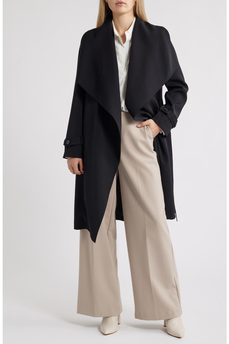 Belted Trench Coat, Alternate, color, BLACK