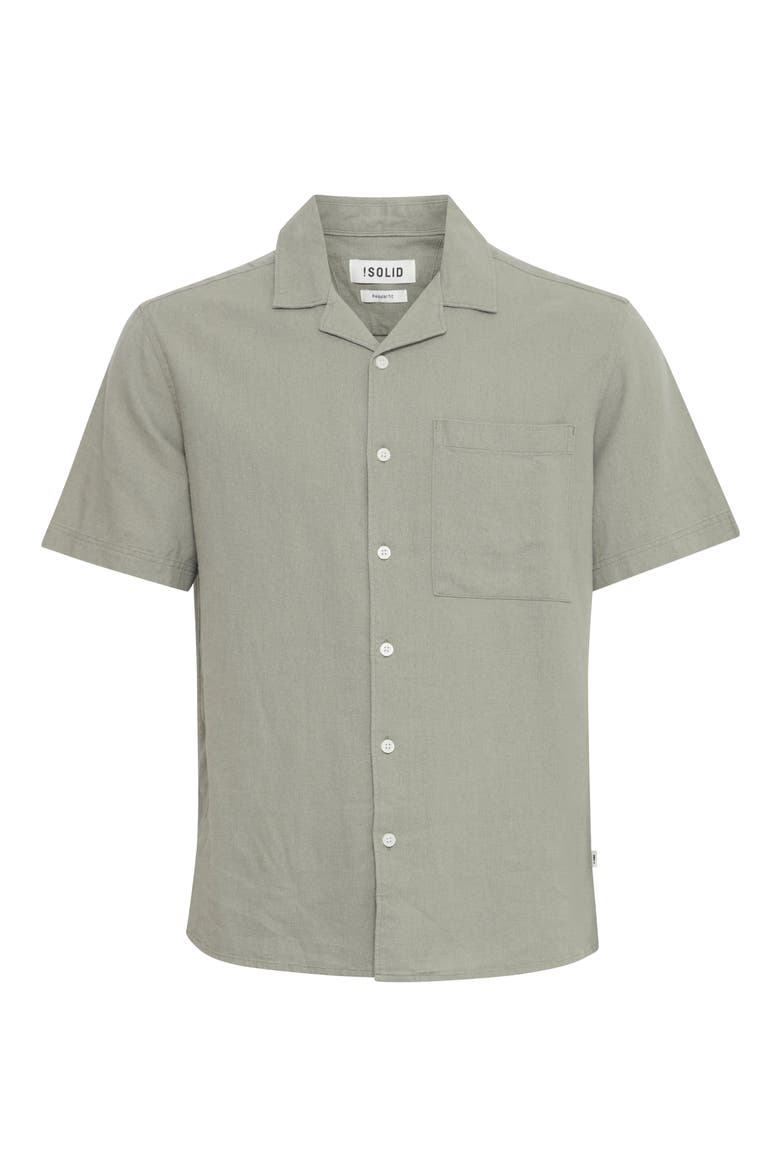 Allan Solid Linen Blend Camp Shirt, Main, color, VETIVER