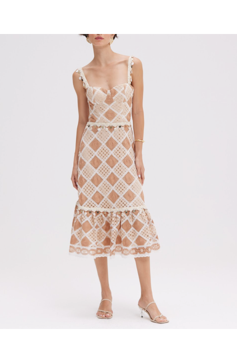 PatBO Bossa Crochet Corset Midi Dress, Main, color, 