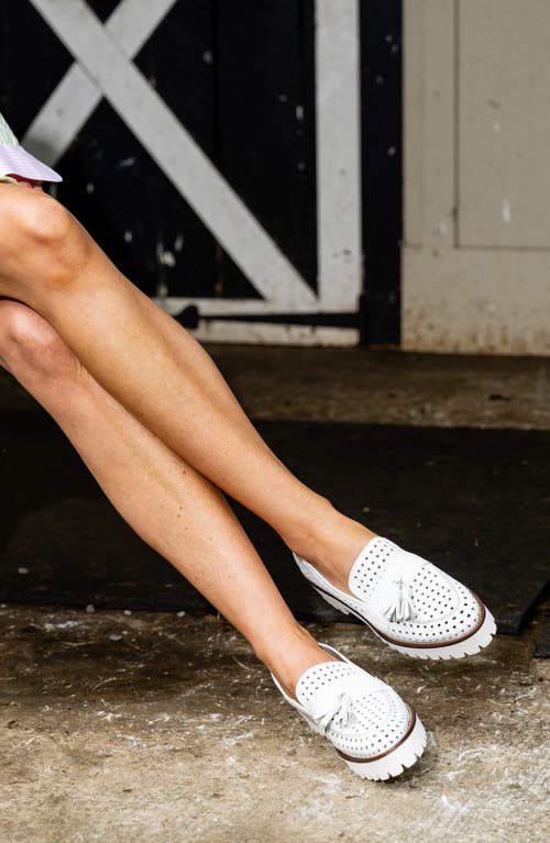 Shop Patricia Green Beckham Tassel Lug Loafer In White Perforated