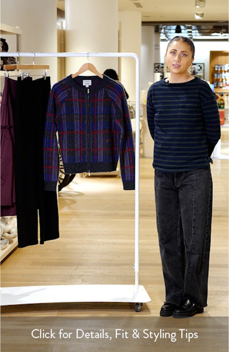 Minah Brushed Check Merino Wool Zip Cardigan, sales video thumbnail