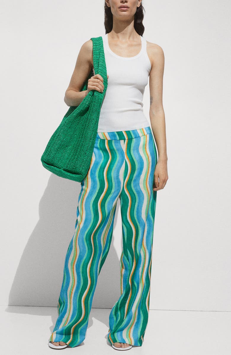 MANGO Wavy Print Wide Leg Pants, Alternate, color, 