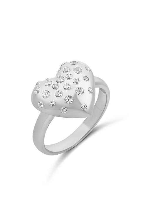 Scattered Stone Puffy Heart Ring