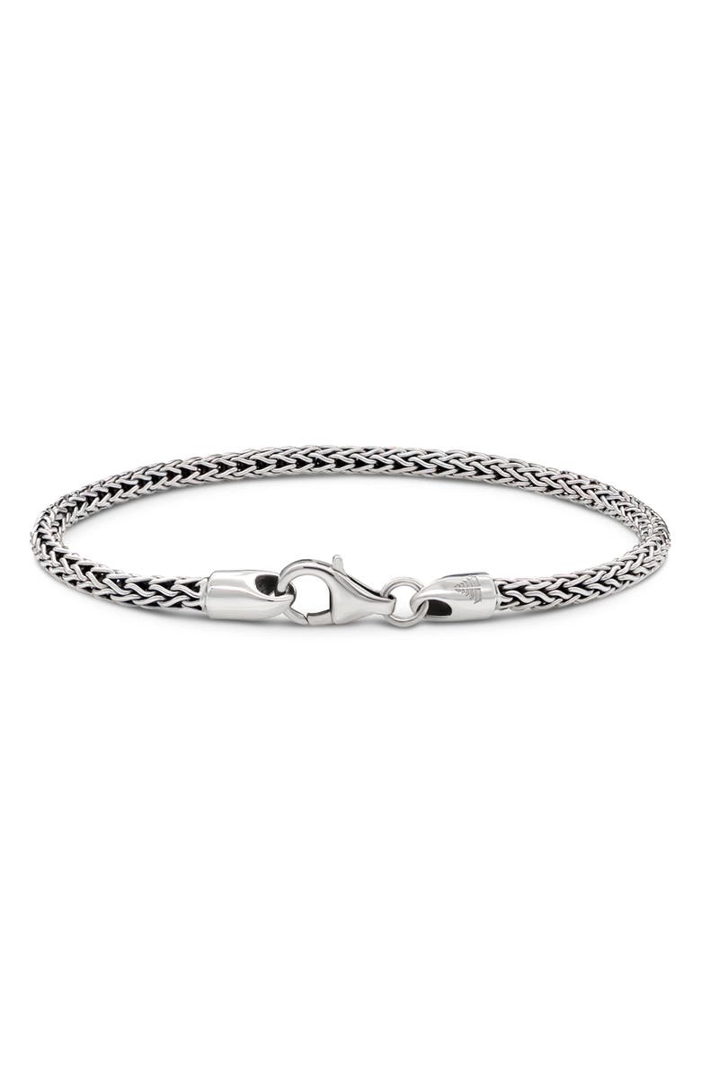 DEVATA Gender Inclusive Sterling Silver Dragon Bone Round 3mm Chain Bracelet, Alternate, color, Silver
