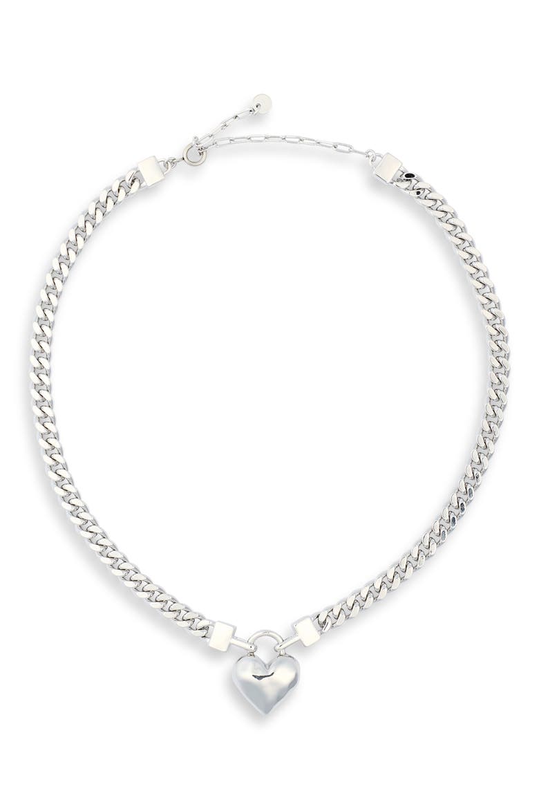 Adeline Heart Pendant Necklace, Main, color, SILVER
