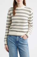 Madewell Striped Textured Stitch Cotton Crewneck Sweater