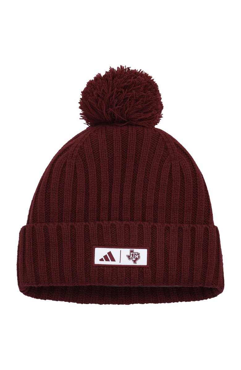 adidas Men's adidas Maroon Texas A&M Aggies Modern Ribbed Cuffed Knit Hat with Pom, Alternate, color, Maroon