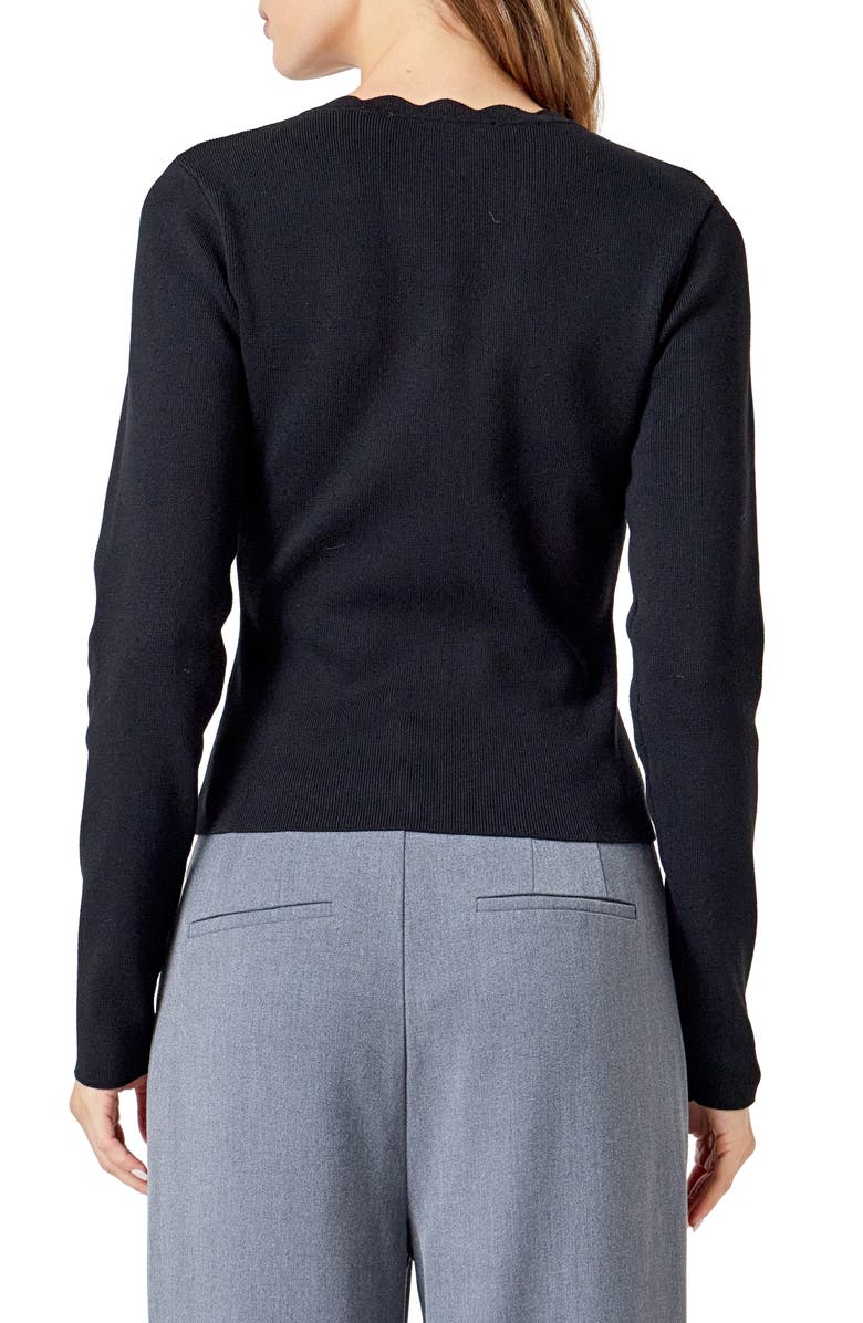 Endless Rose Scalloped Cardigan, Alternate, color, Black