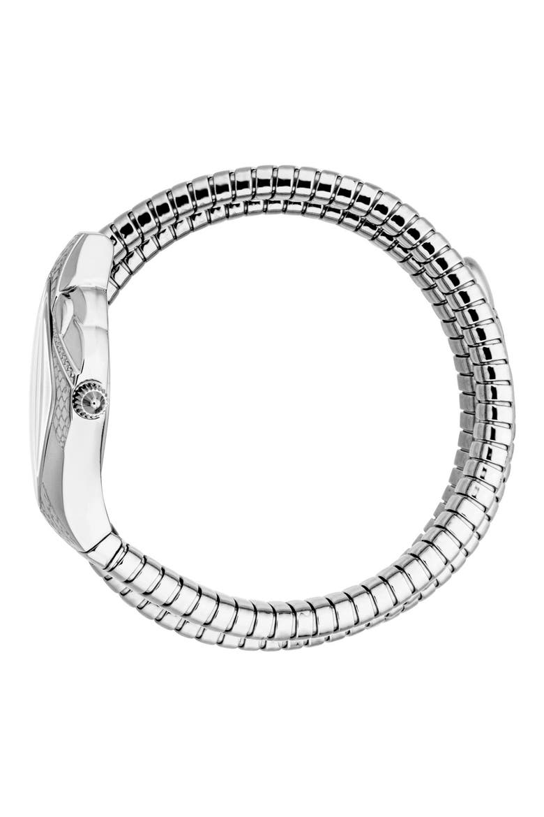 Coiled Snake Bracelet Watch, 22mm x 36.5mm, Alternate, color, SILVER
