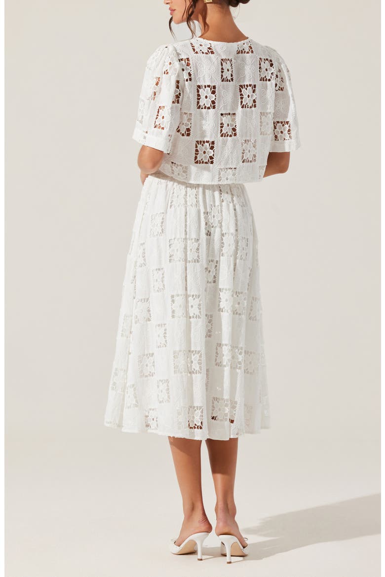 Andolina Floral Lace Button-Up Crop Top, Alternate, color, WHITE